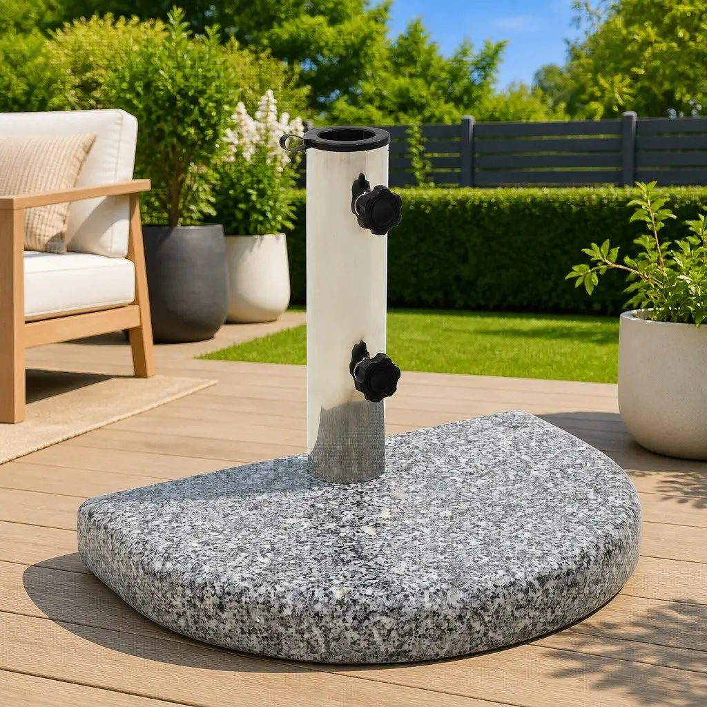 Granite Parasol Base Outdoor Umbrella Stand Curved Grey 10kg
