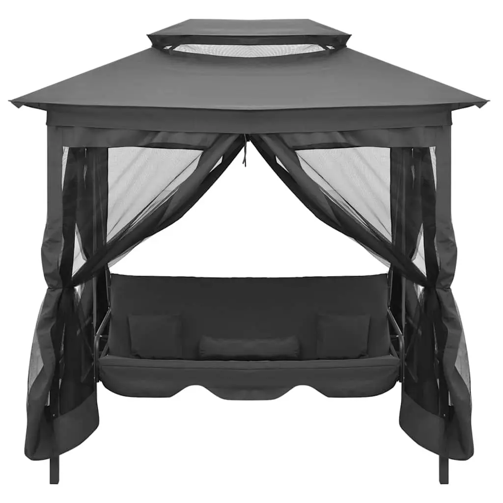 Outdoor Convertible Swing Bench Canopy Garden Patio Anthracite Steel