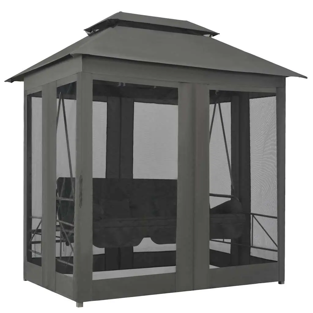 Outdoor Convertible Swing Bench Canopy Garden Patio Anthracite Steel