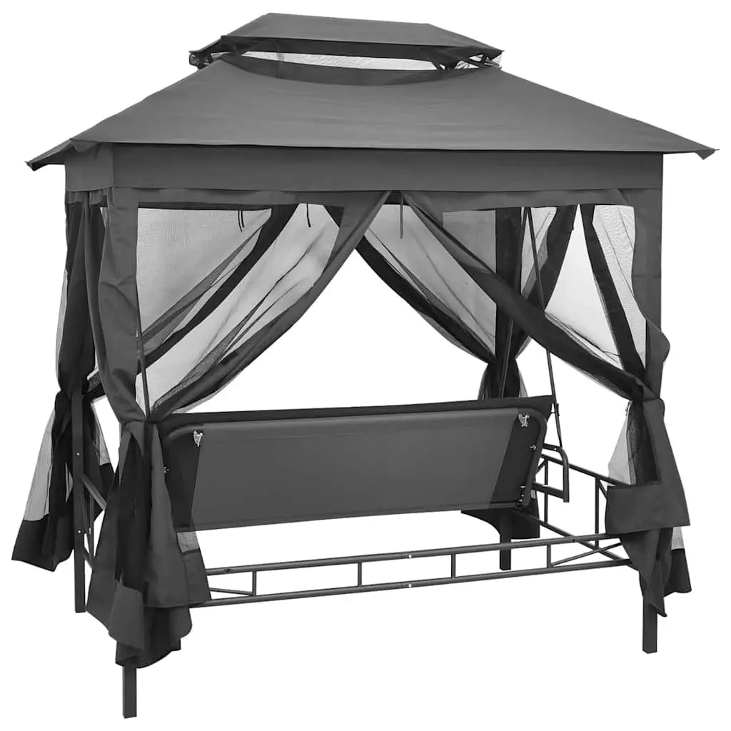 Outdoor Convertible Swing Bench Canopy Garden Patio Anthracite Steel