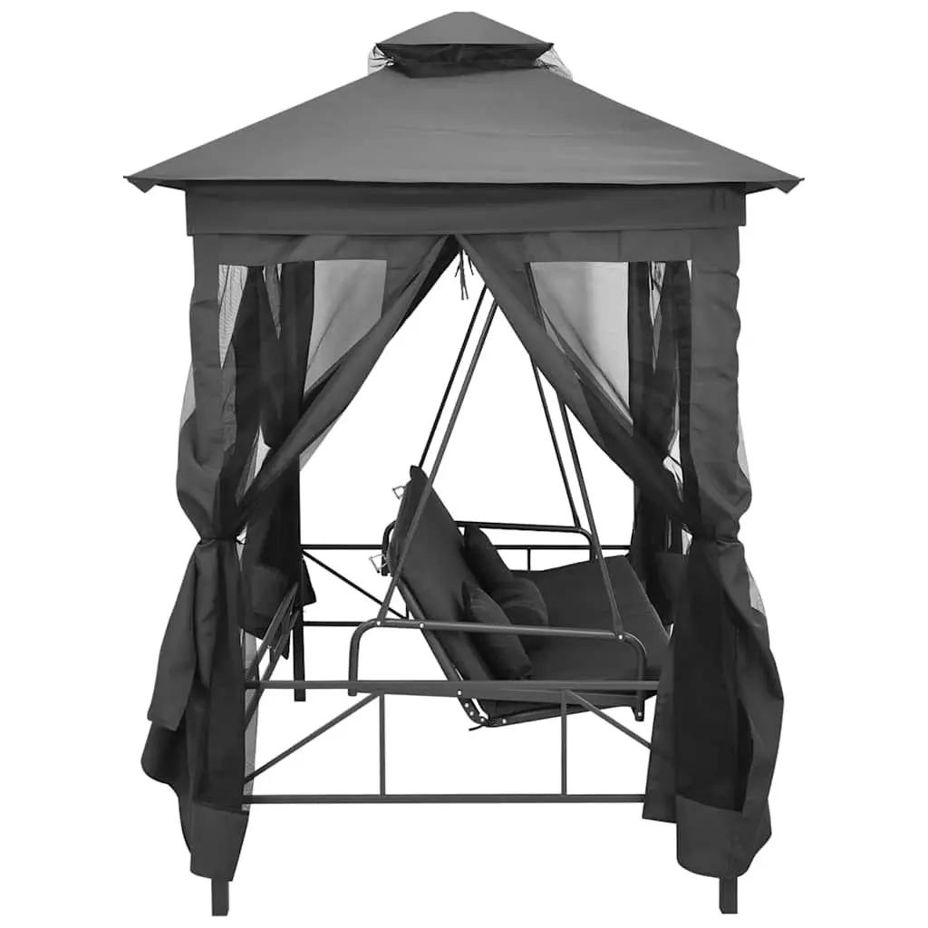 Outdoor Convertible Swing Bench Canopy Garden Patio Anthracite Steel
