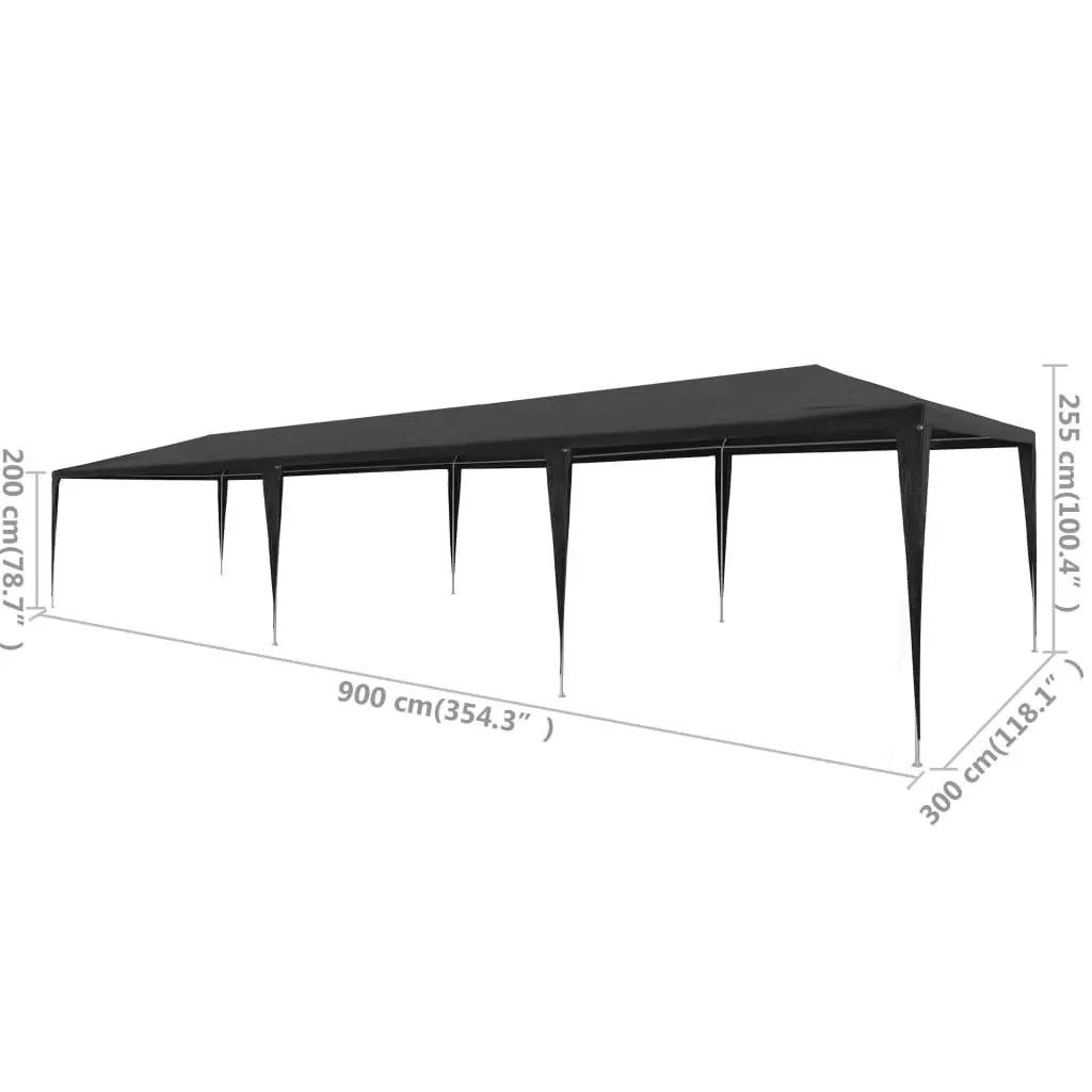 Party Tent 3x9m Outdoor Gazebo Canopy Garden Shelter Anthracite PE Material