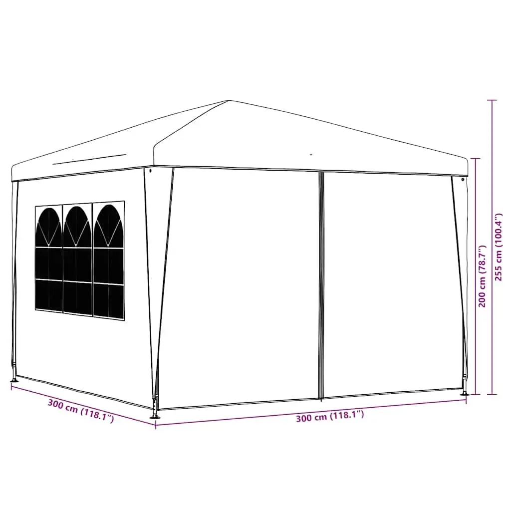 Outdoor Canopy Party Tent 3x3m Garden Shelter with Zippered Door Panels