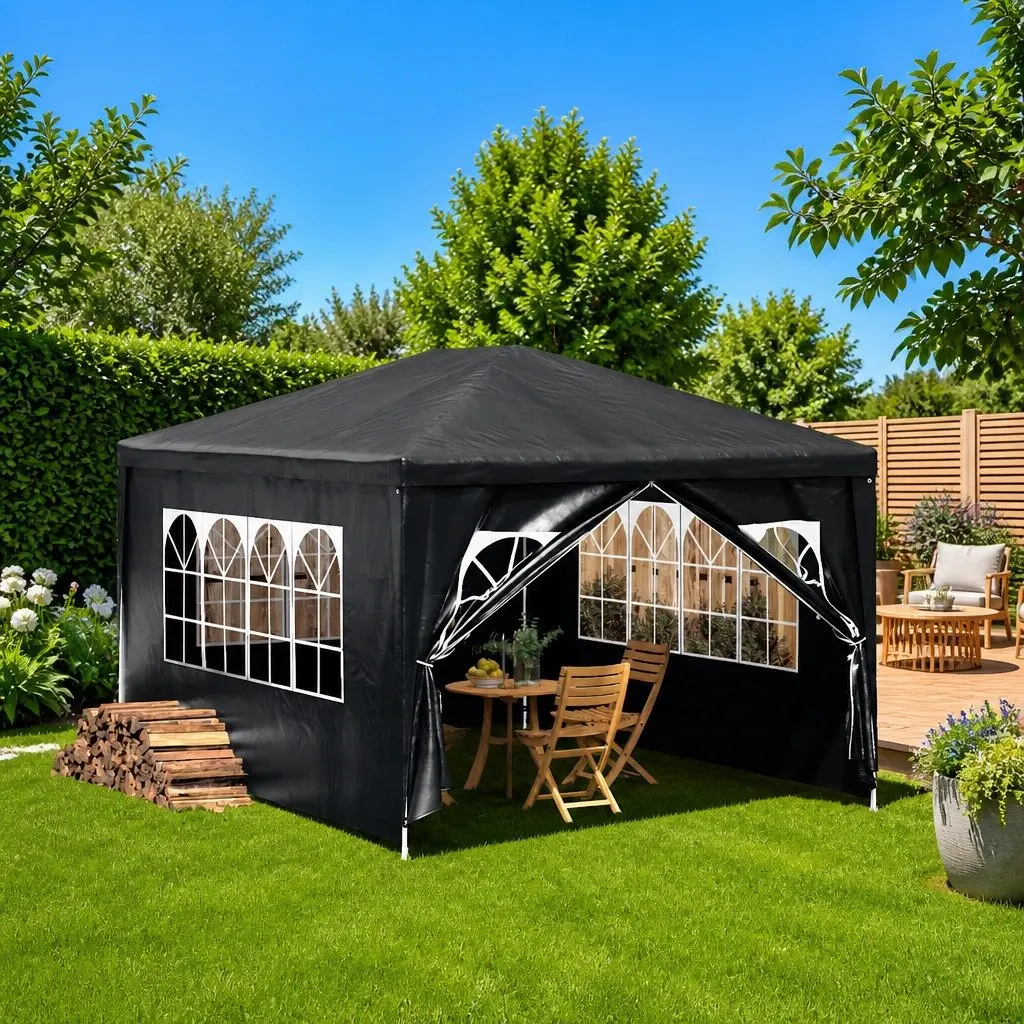 Party Tent 3x4 m Outdoor Canopy Marquee Garden Gazebo with Side Panels Door