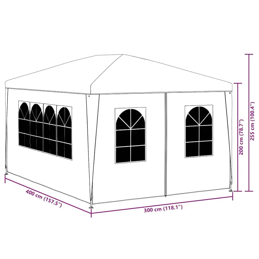 3x4 m Green Party Tent with Steel Frame and Sidewalls