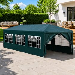 Party Tent 3x9m Green Outdoor Canopy Gazebo Garden Marquee with Side Panels Door