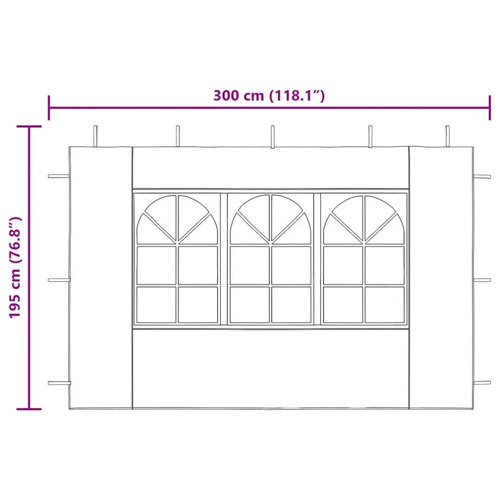 Marquee Tent Sidewall 2pcs with Window Weather-Resistant Outdoor Event Canopy