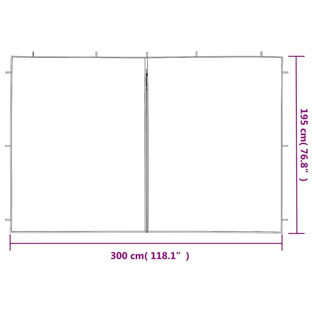 Party Tent Sidewall Panels 2 Pieces for Outdoor Use PE Anthracite Size with Zipper