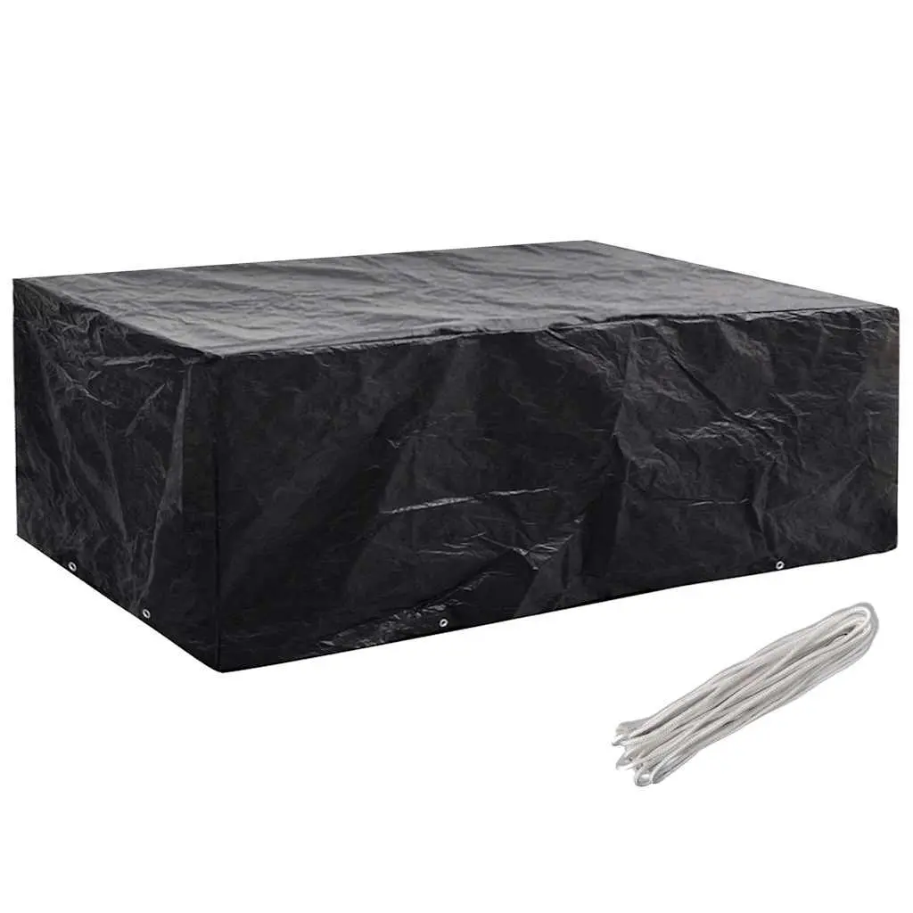 Outdoor Furniture Cover 242x162x100cm Black Garden Protection with Eyelets Rope