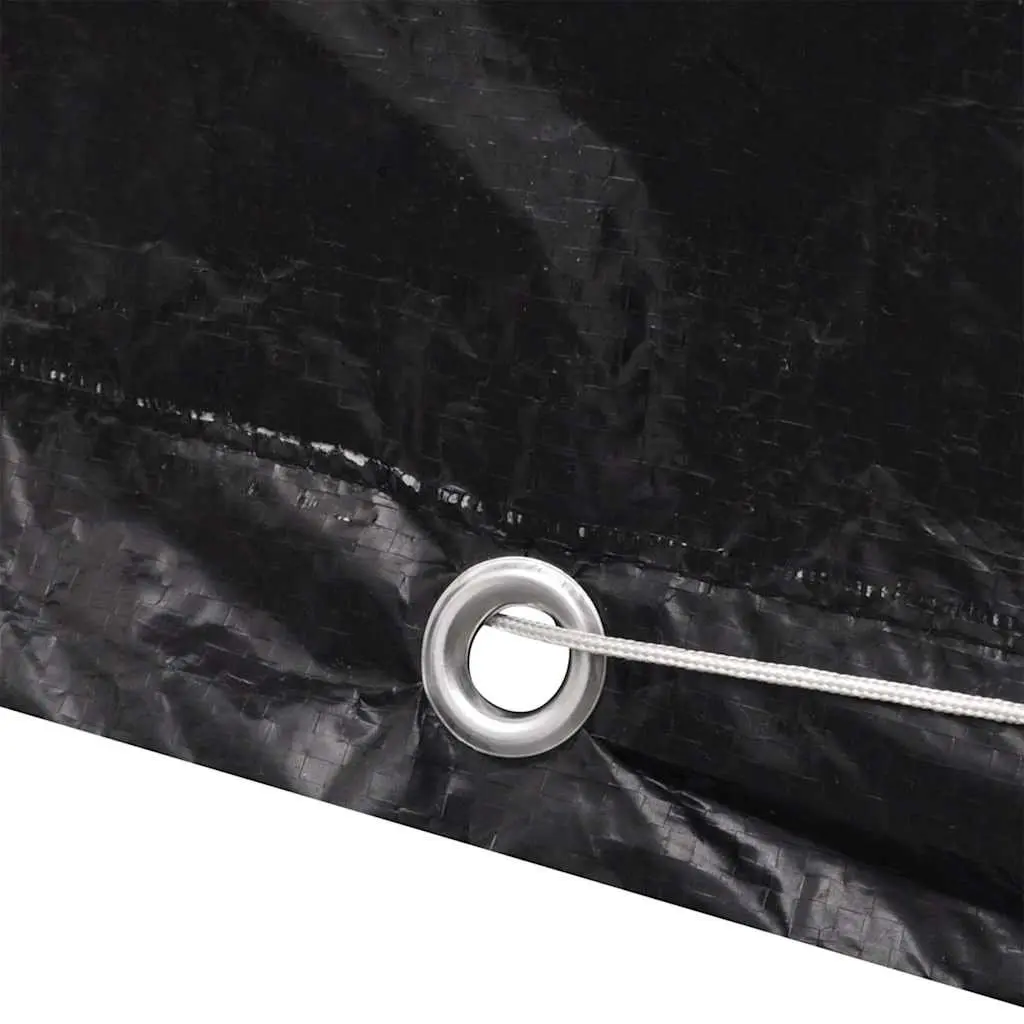 Outdoor Furniture Cover 242x162x100cm Black Garden Protection with Eyelets Rope