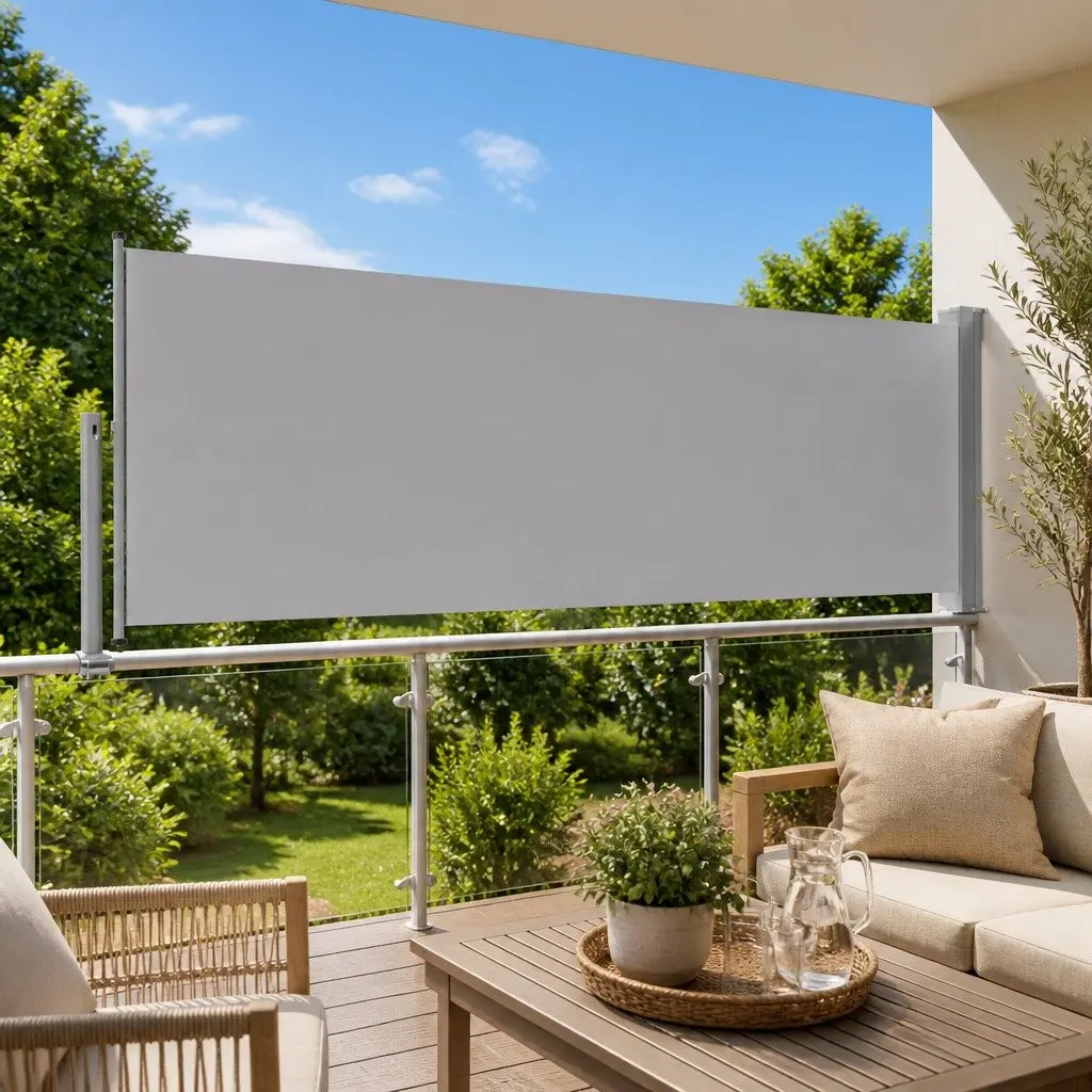 Retractable Side Awning for Patio 120 x 300 cm Grey Outdoor Privacy Shade