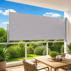 Retractable Side Awning Specifications: 140 x 300 cm, Grey