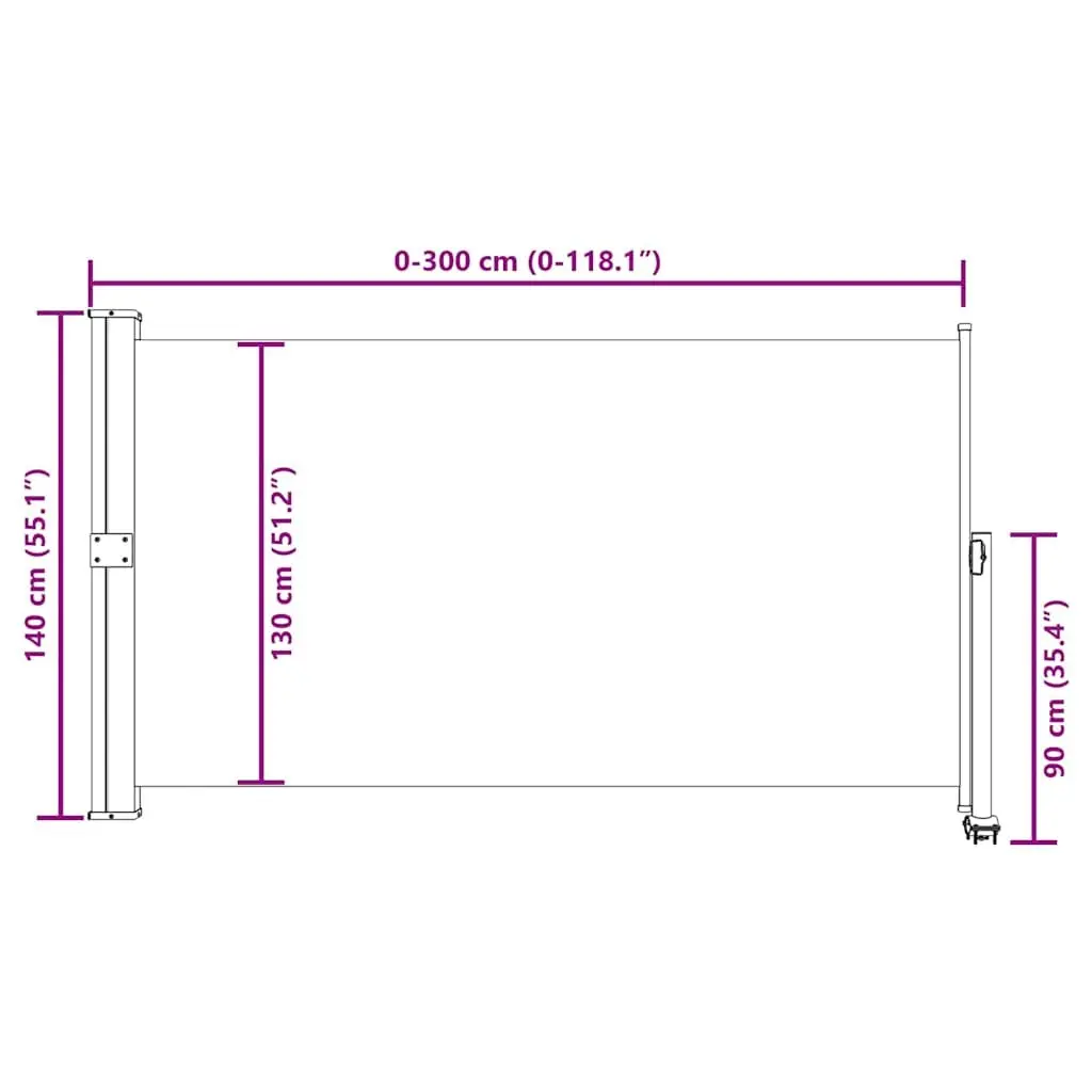 Retractable Side Awning 140 x 300 cm Patio Balcony Privacy Screen Grey Outdoor