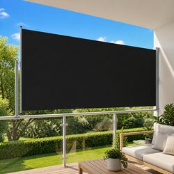 160 x 300 cm Retractable Side Awning with Iron Base