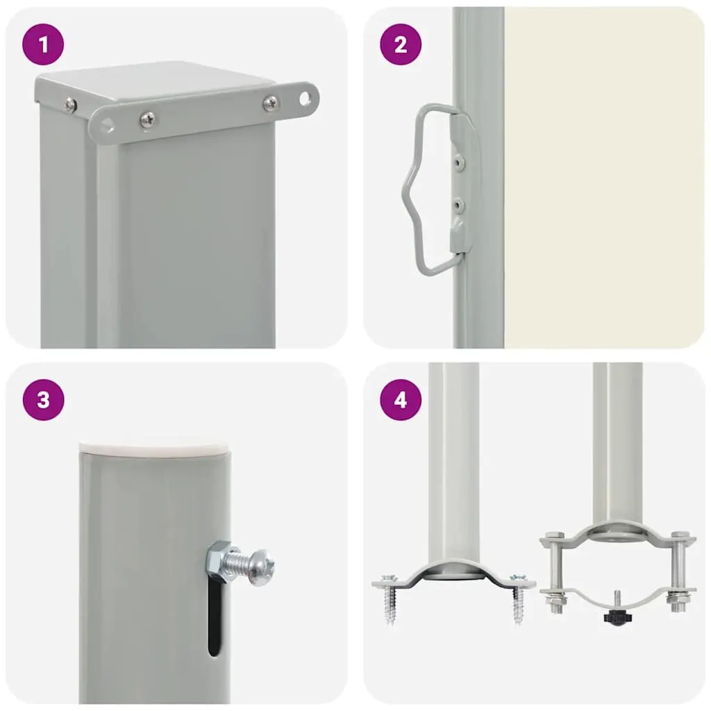 Retractable Side Awning for Patio 160 x 300 cm Outdoor Sunshade Privacy Screen Cream