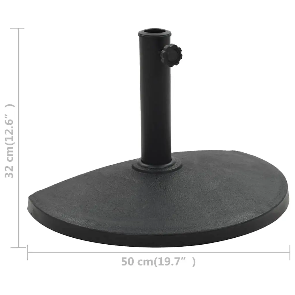 Outdoor Parasol Base Half Round Weather Resistant Stand Umbrella Holder Black