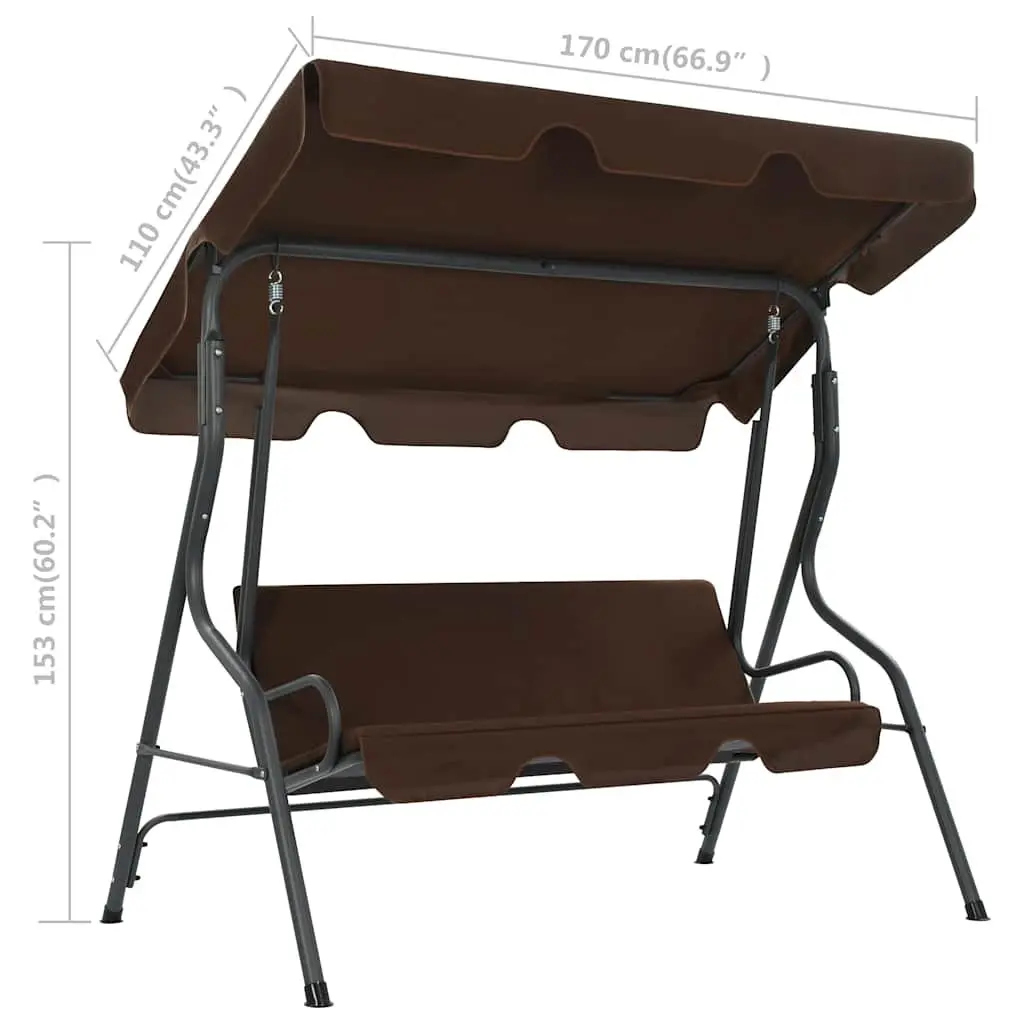 Garden Swing Bench Outdoor Patio Furniture Brown 170 x 110 x 153 cm