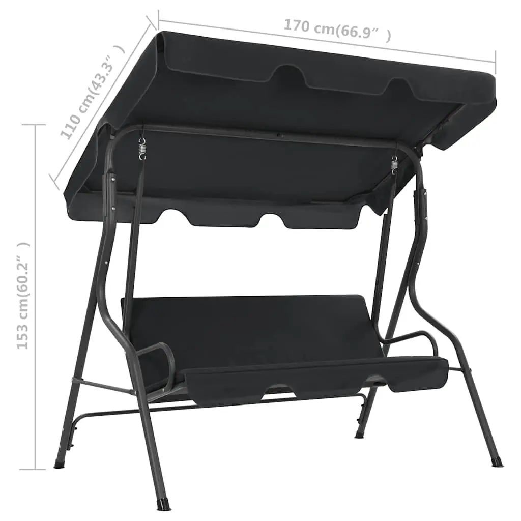 Garden Swing Bench Outdoor Patio Chair Canopy Shade Relaxing Seat Anthracite