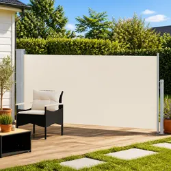 Retractable Side Awning: 140 x 300 cm Cream Privacy Screen