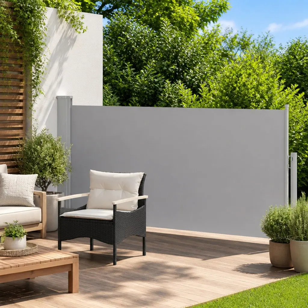 Retractable Side Awning for Outdoor Patio Garden 140 x 300 cm Grey