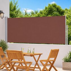 Retractable Side Awning 120 x 300 cm Outdoor Garden Patio Screen Sunshade Brown