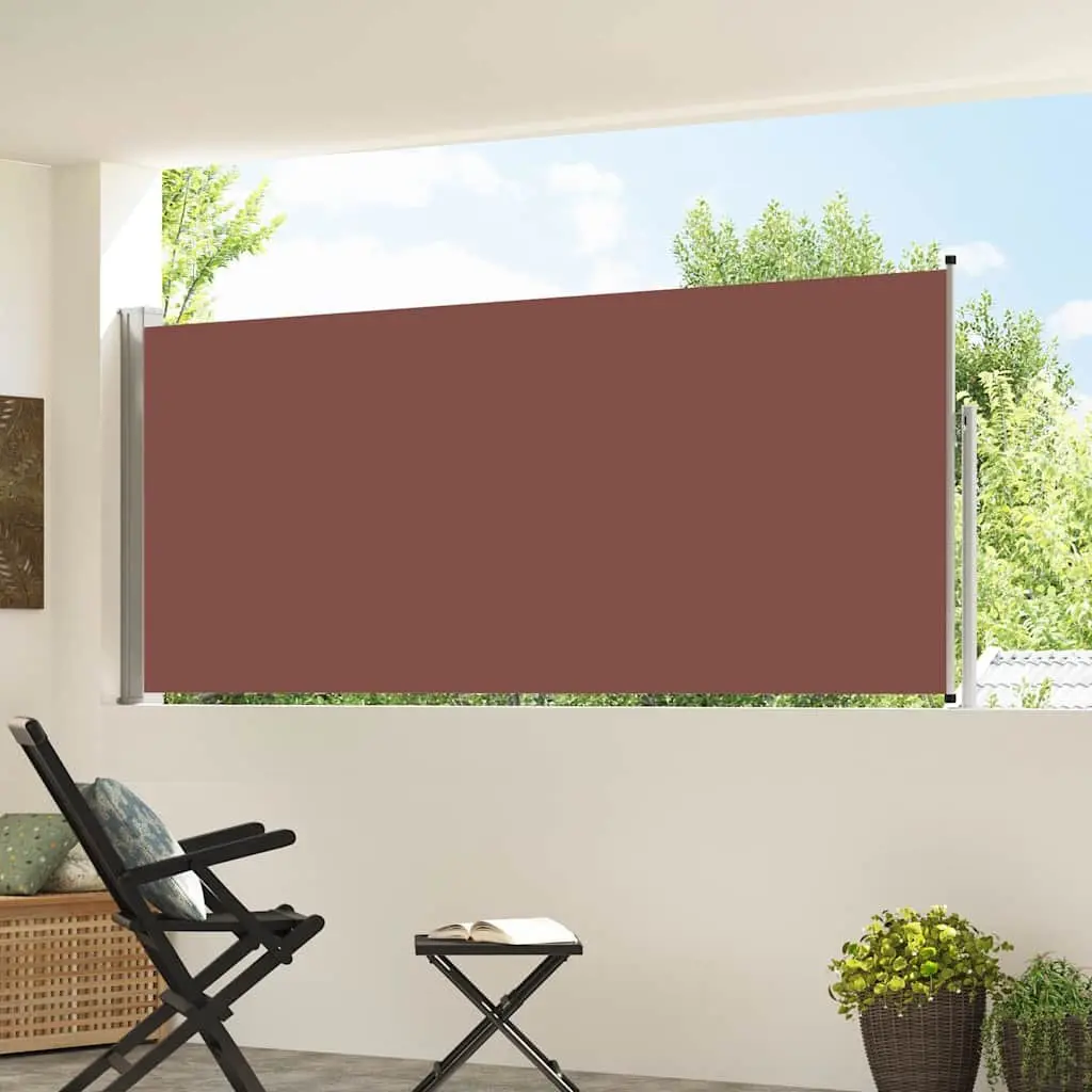 Retractable Side Awning Outdoor Privacy Screen 117x314 cm Brown Patio Balcony