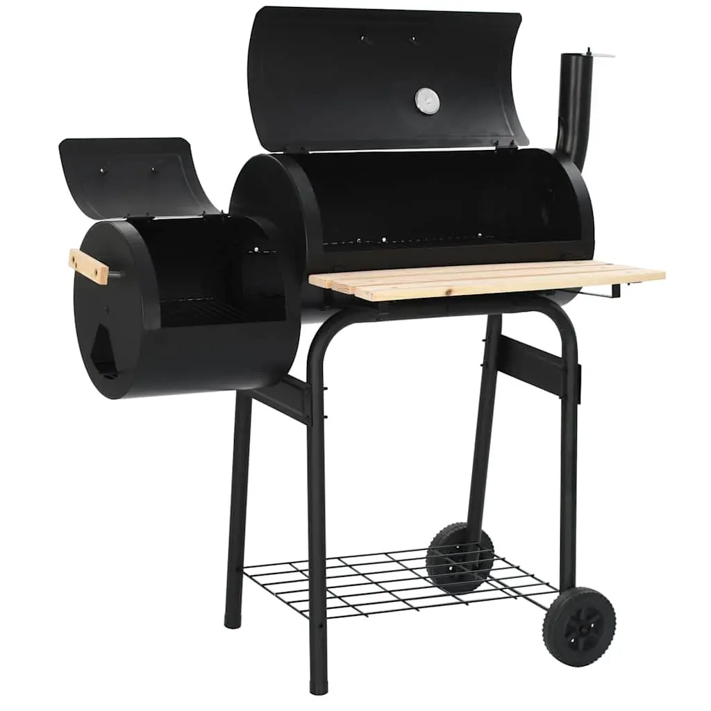 Charcoal BBQ Offset Smoker Grill Cooking Chamber Firebox Outdoor Garden
