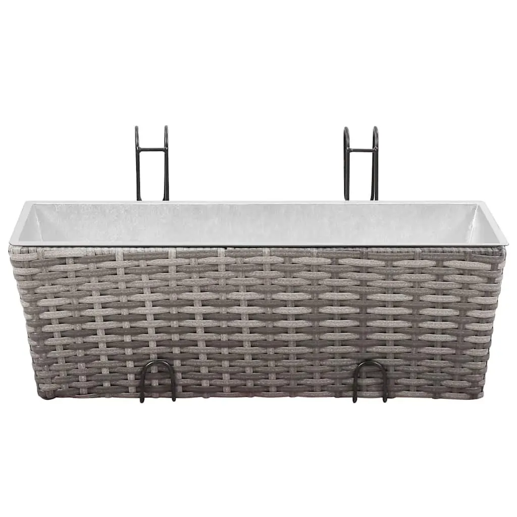 Railing Planters for Balcony or Windowsill 50cm Grey 2 Piece