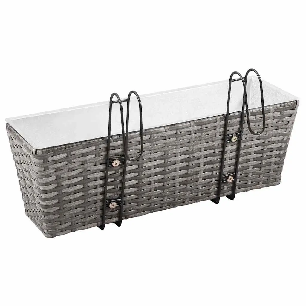 Railing Planters for Balcony or Windowsill 50cm Grey 2 Piece