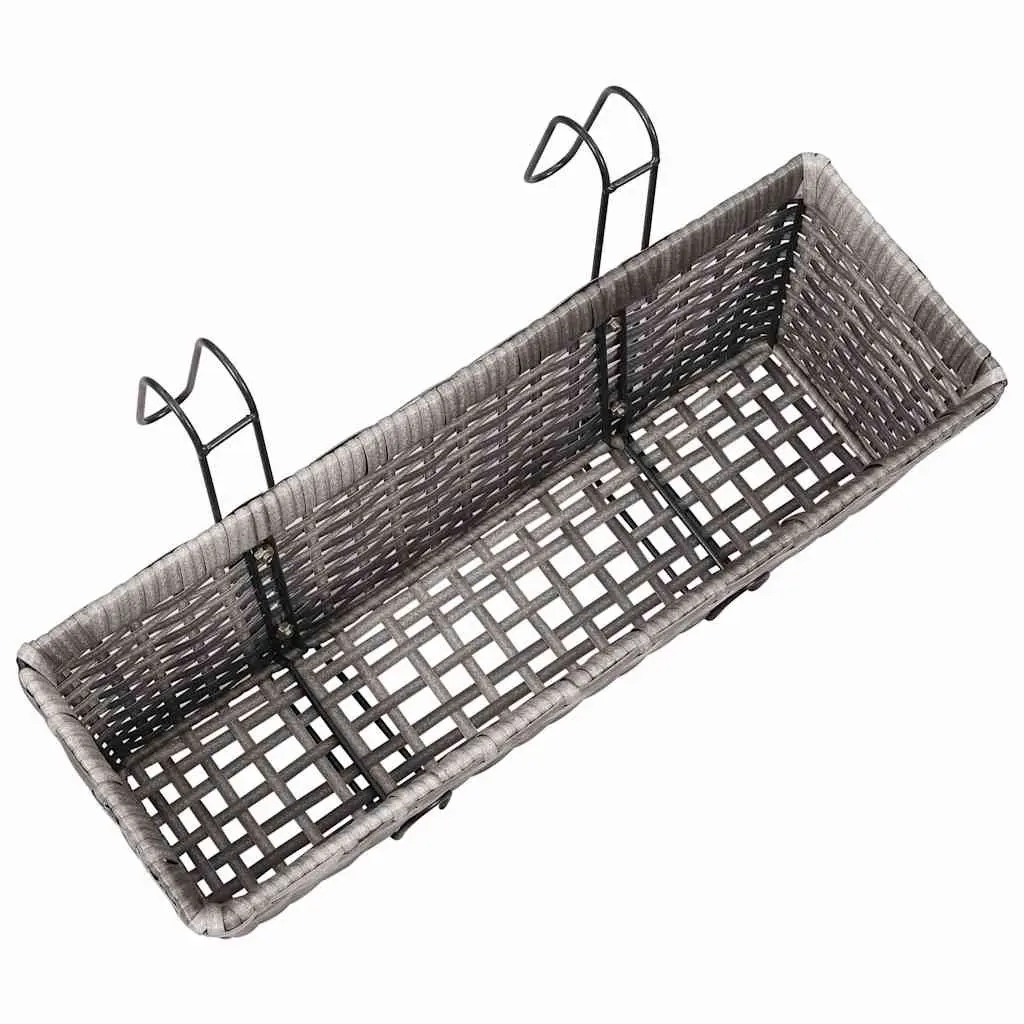 Railing Planters for Balcony or Windowsill 50cm Grey 2 Piece
