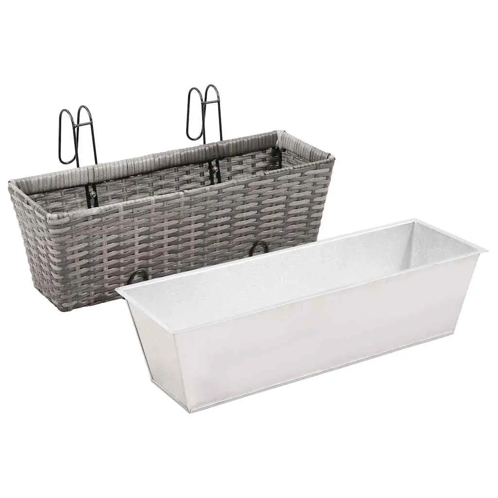 Railing Planters for Balcony or Windowsill 50cm Grey 2 Piece