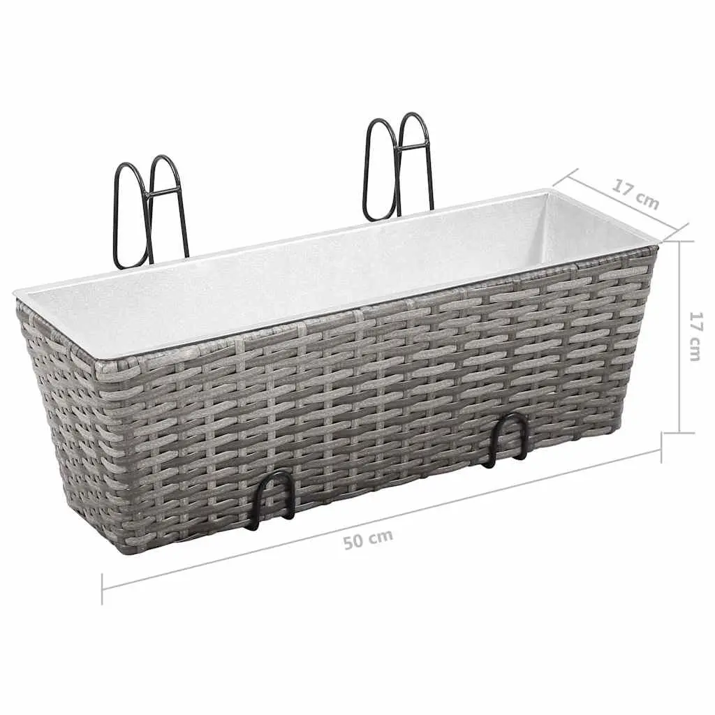 Railing Planters for Balcony or Windowsill 50cm Grey 2 Piece