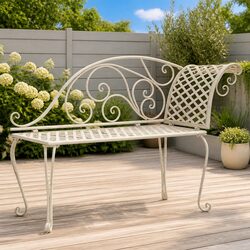 Garden Chaise Lounge Dimensions: 128cm White Metal Frame