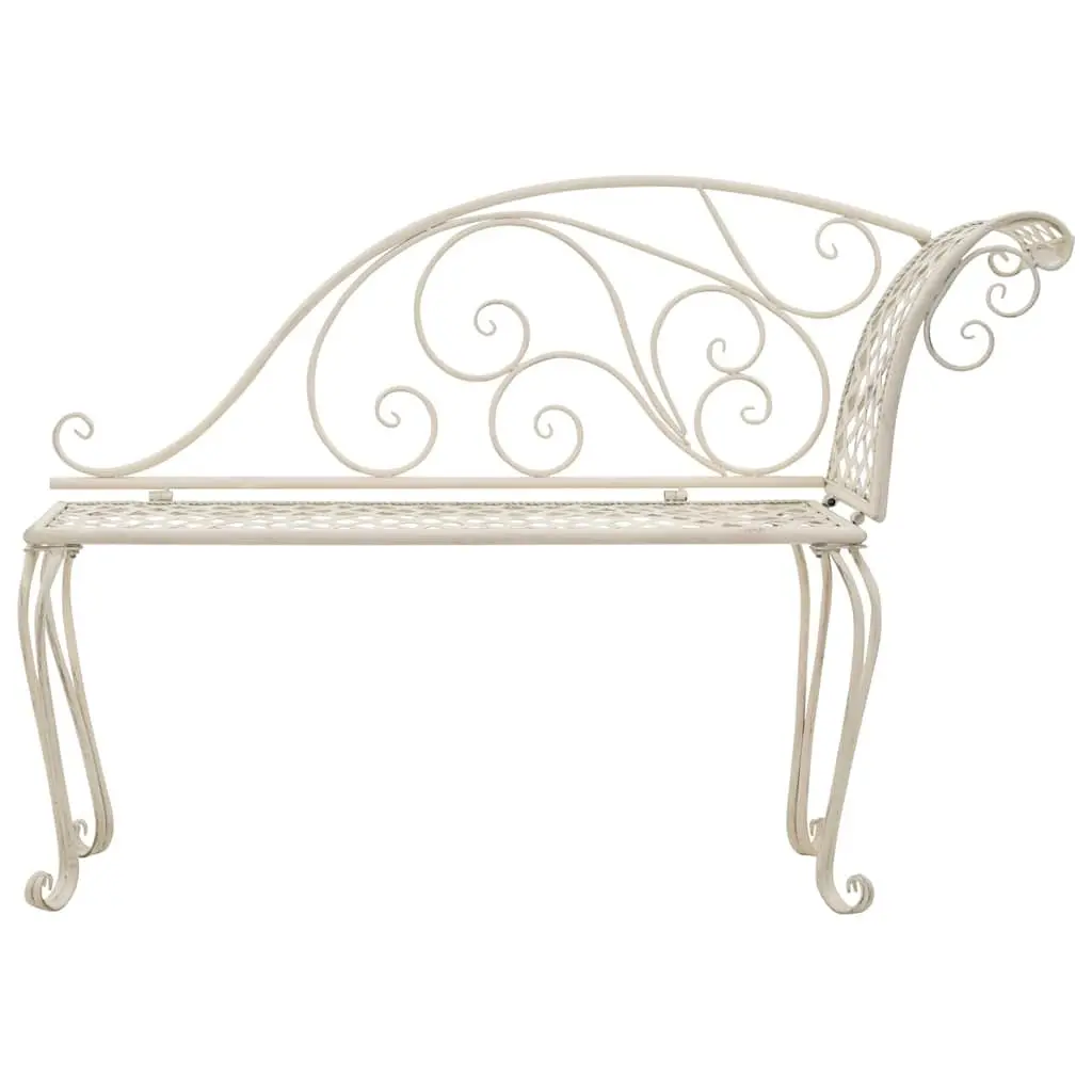 Garden Chaise Lounge Outdoor Use 128cm Metal Frame White
