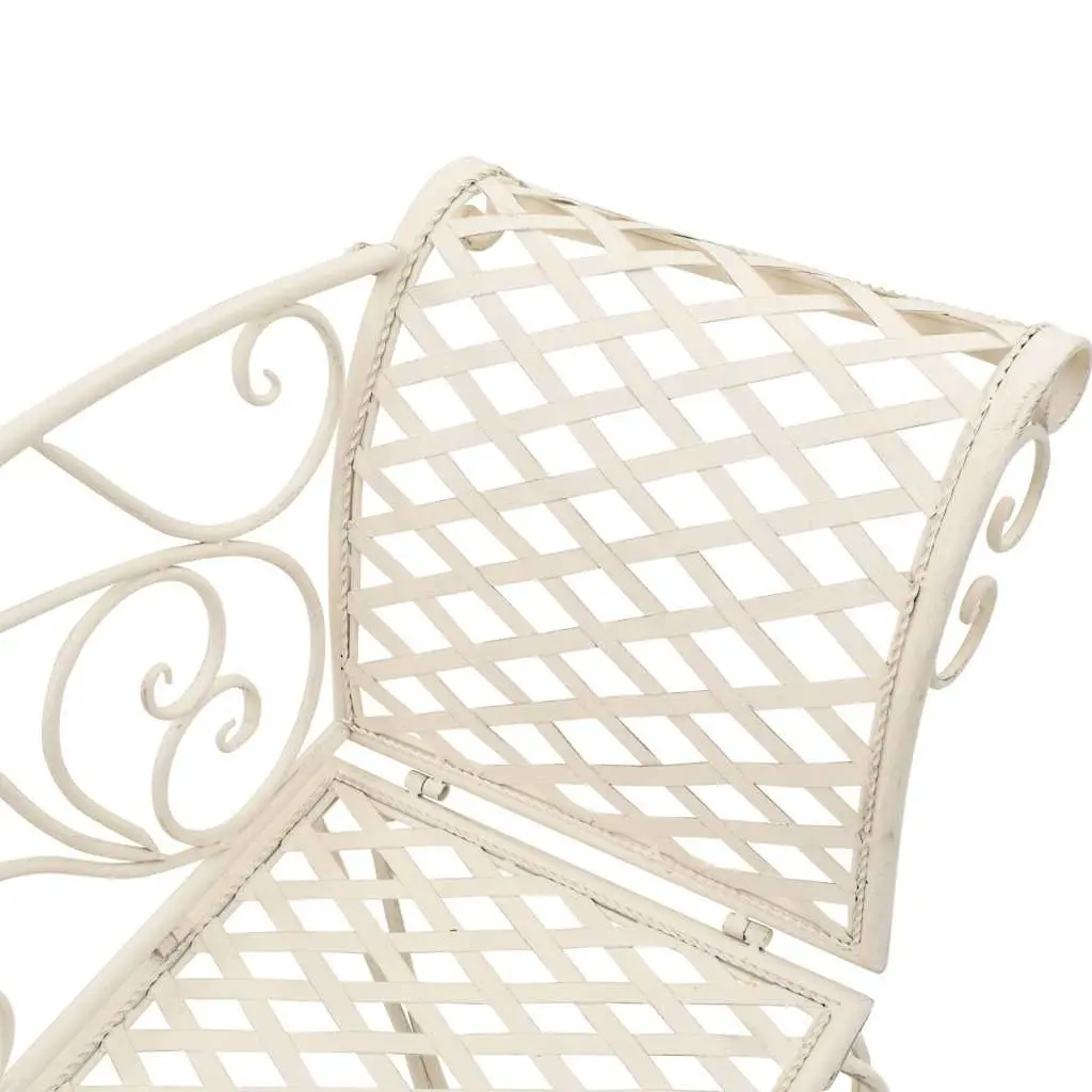 Garden Chaise Lounge Outdoor Use 128cm Metal Frame White