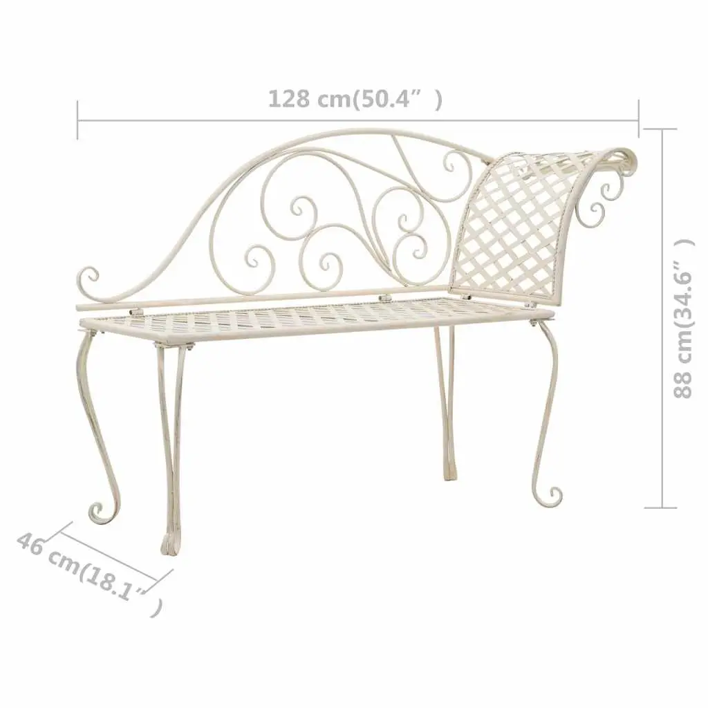 Garden Chaise Lounge Outdoor Use 128cm Metal Frame White