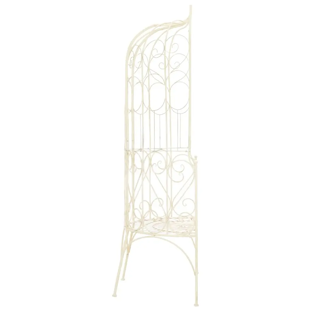 Wrought Iron Garden Bench 95cm Outdoor Use Antique Style White Seating
