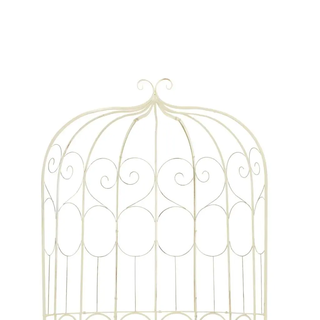 Wrought Iron Garden Bench 95cm Outdoor Use Antique Style White Seating