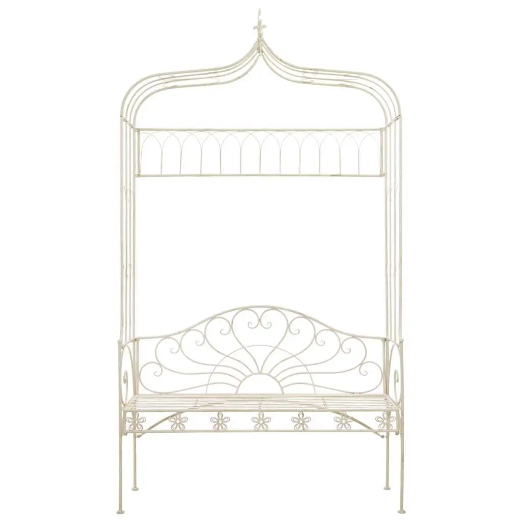 Outdoor Garden Bench 122cm White Antique Style Iron Patio Seating Furniture