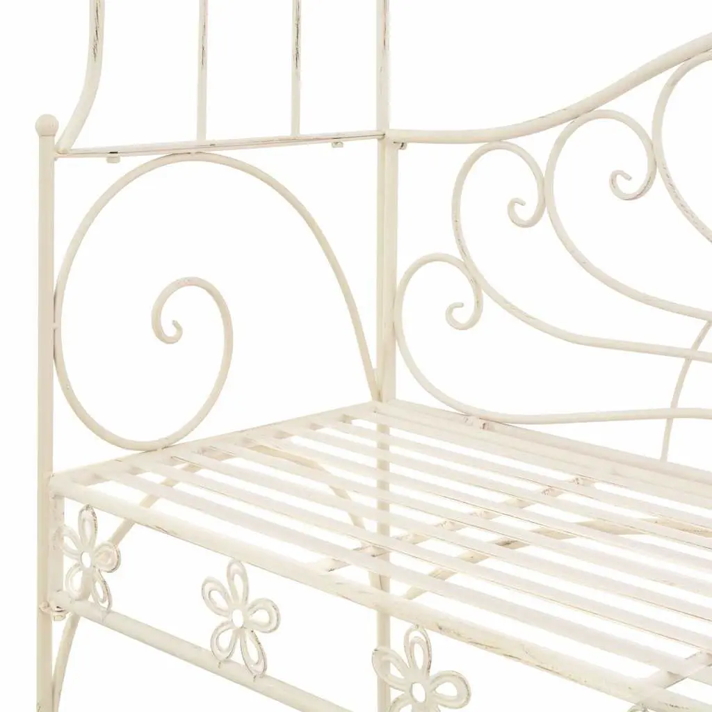 Outdoor Garden Bench 122cm White Antique Style Iron Patio Seating Furniture