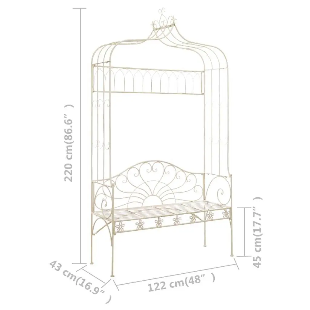 Outdoor Garden Bench 122cm White Antique Style Iron Patio Seating Furniture