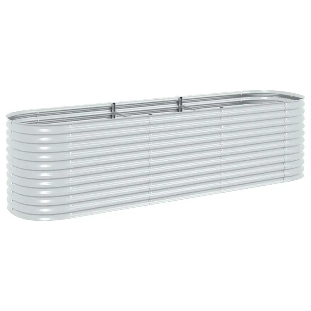 Galvanised Steel Garden Raised Bed 320x80x81cm Silver Outdoor Planter Box