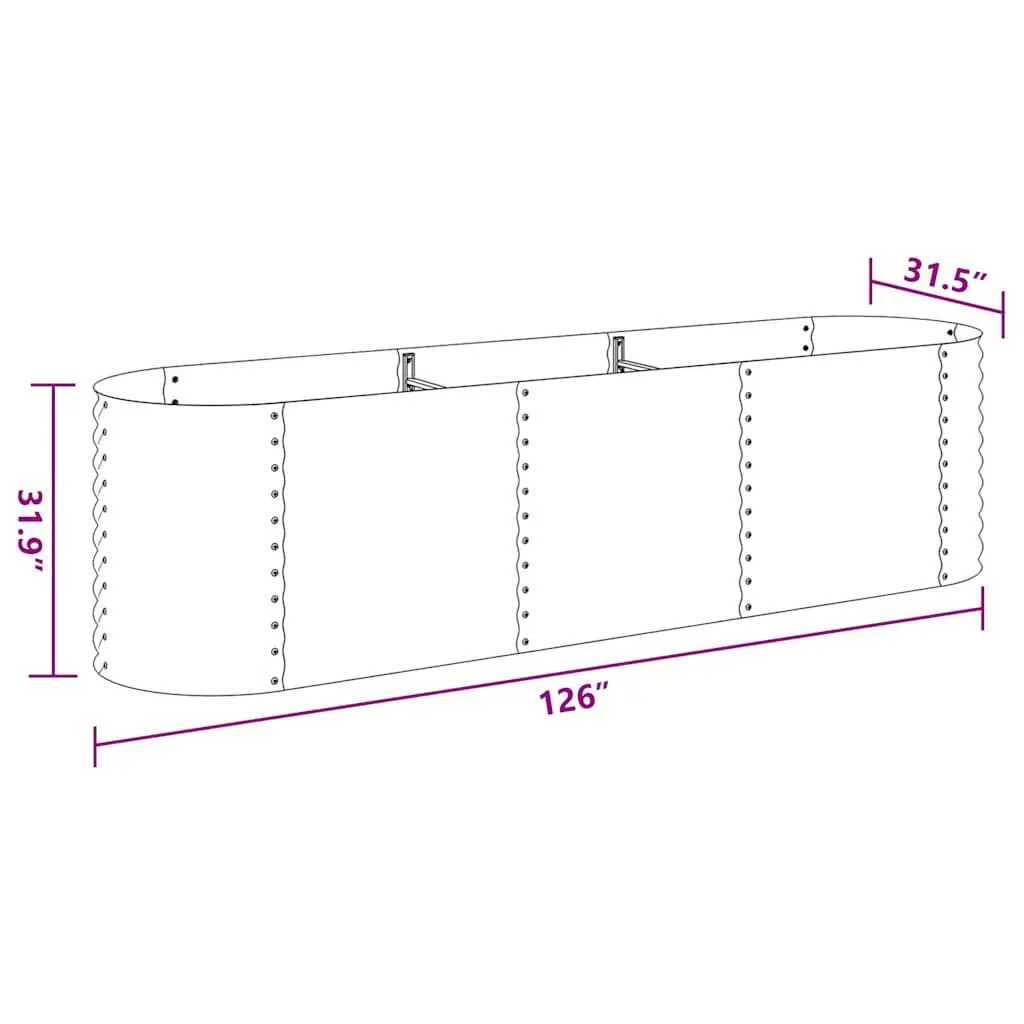 Galvanised Steel Garden Raised Bed 320x80x81cm Silver Outdoor Planter Box