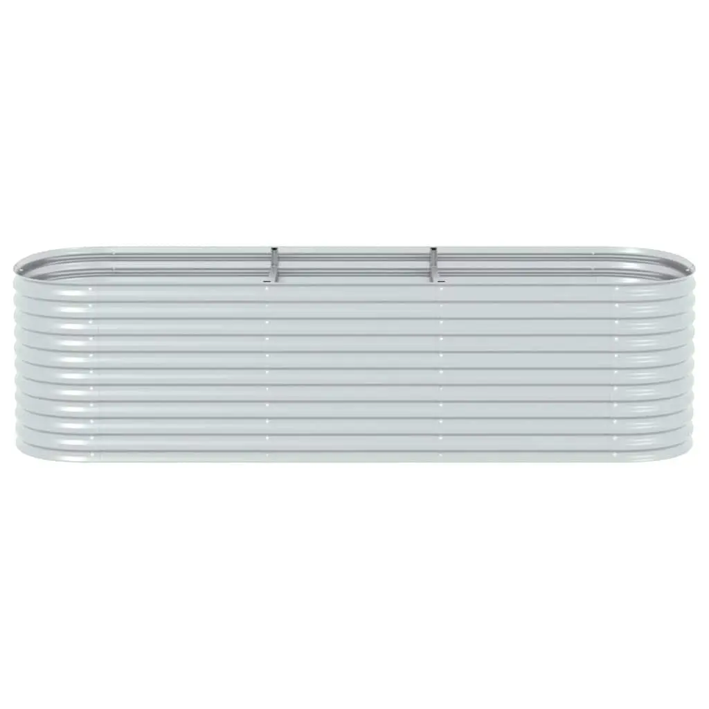 Galvanised Steel Garden Raised Bed 320x80x81cm Silver Outdoor Planter Box