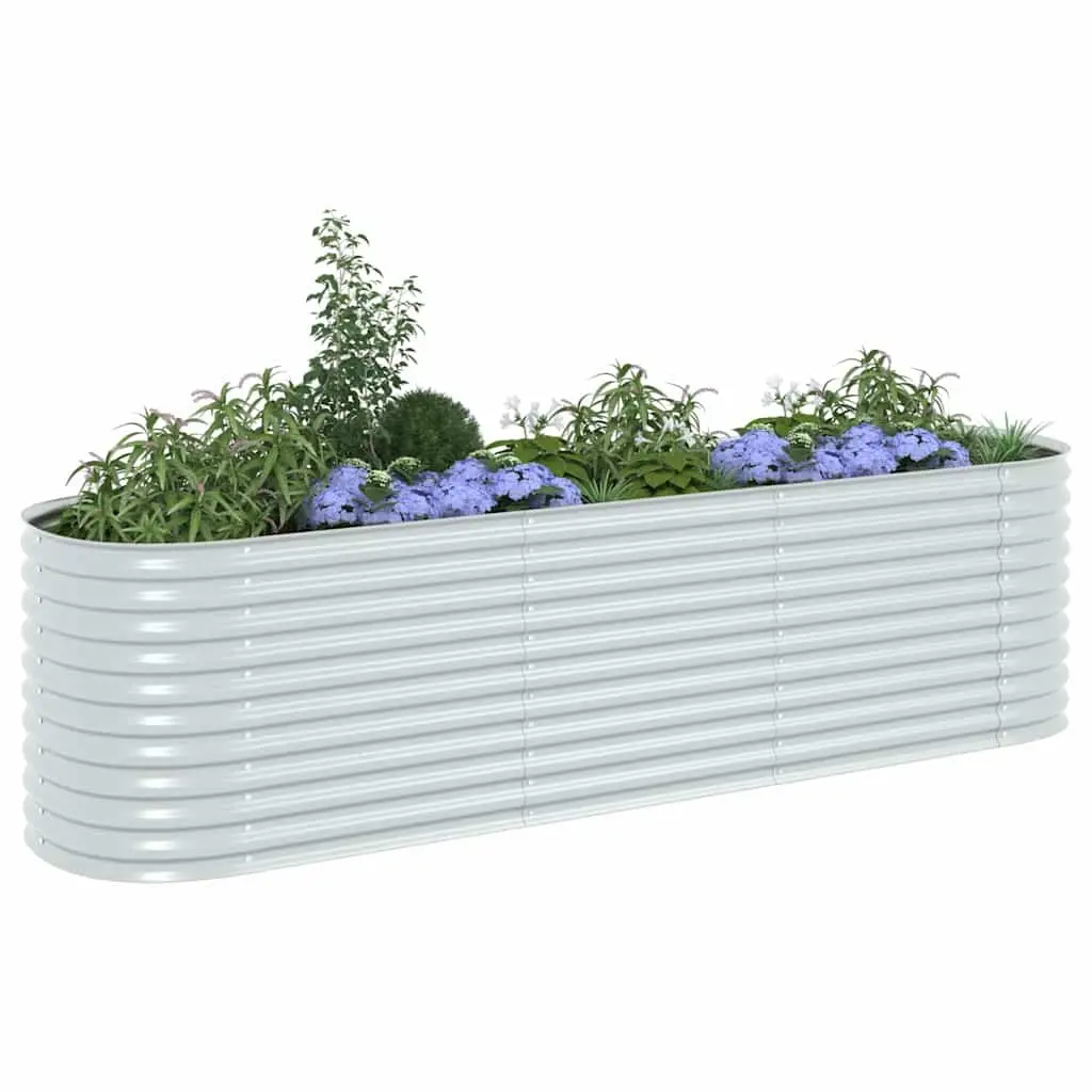 Galvanised Steel Garden Raised Bed 320x80x81cm Silver Outdoor Planter Box