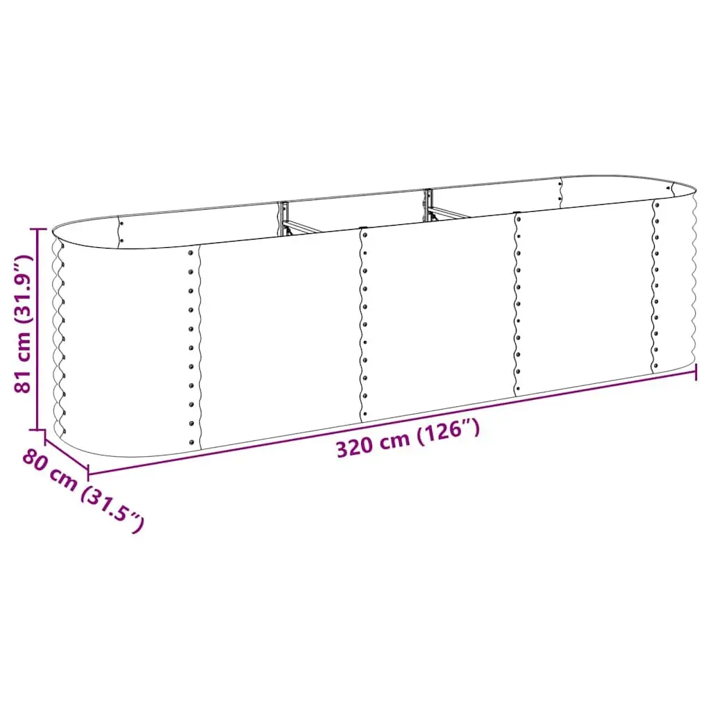 Galvanised Steel Garden Raised Bed 320x80x81cm Silver Outdoor Planter Box
