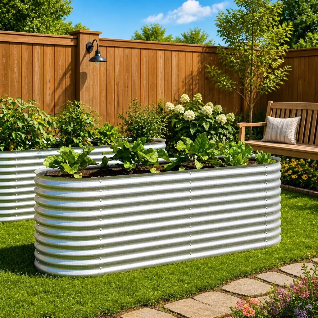 Galvanised Steel Raised Bed Outdoor Planter 240x80x81 cm