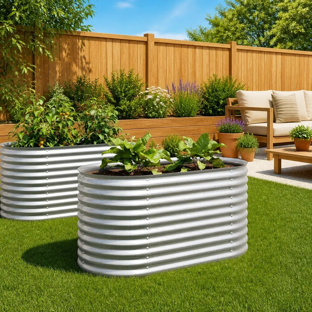 Raised Garden Bed Outdoor Planter Box 160x80x81 cm Silver