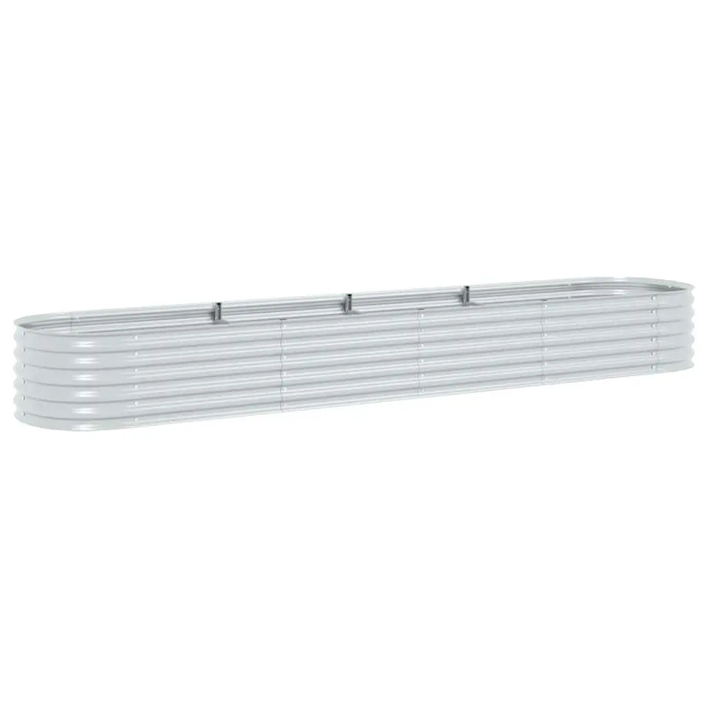 Galvanised Steel Raised Bed Planter 400x80x44cm Outdoor Garden Silver