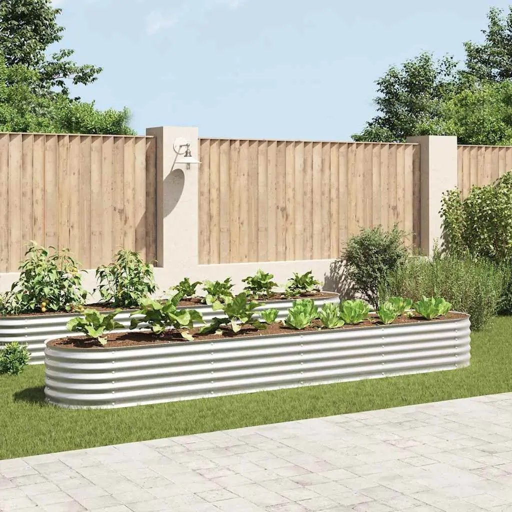 Galvanised Steel Raised Bed Planter 400x80x44cm Outdoor Garden Silver